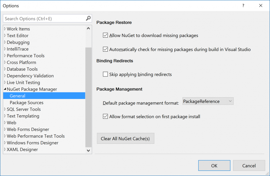NuGet options